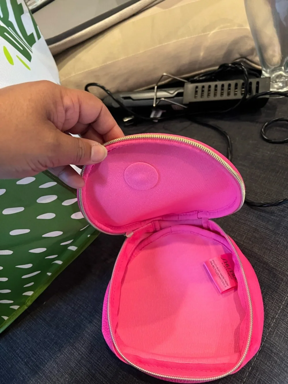 Shiseido Round Padded Cosmetic / Jewelry Case – Hot Pink (NEW)